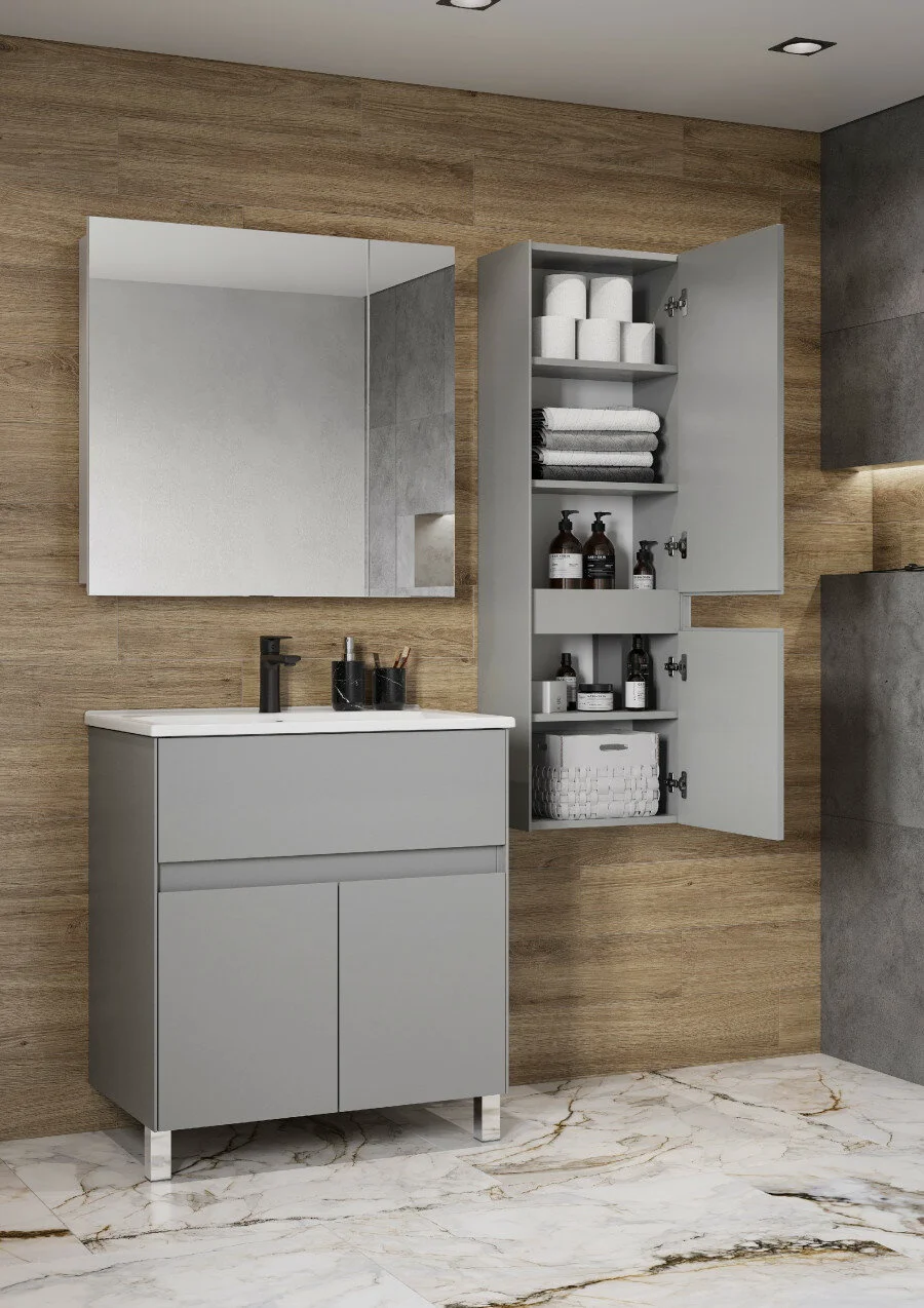 Шкаф-колонна Kabinka.kz Форест 1A278603FR4D0 40х25х125см туманный серый купить,NaN