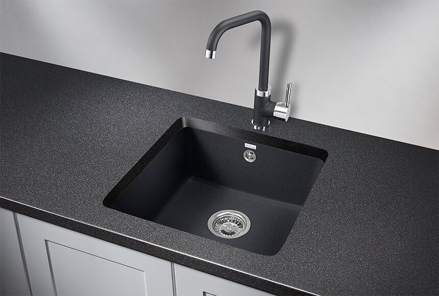 Кухонная мойка GRANULA 3801 46х44х17 см, кварцевый песок, тон шварц купить,200800