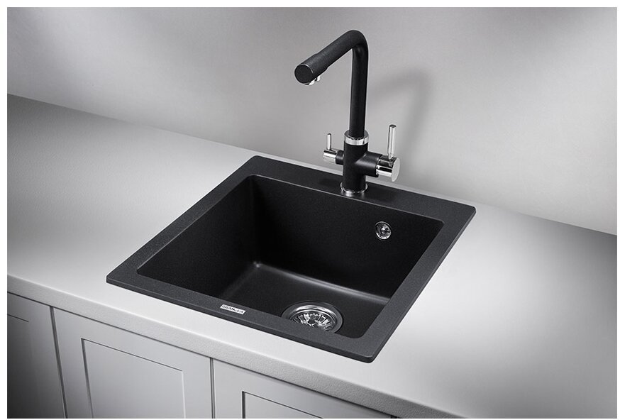 Кухонная мойка GRANULA 4651 47х51х20 см, кварцевый песок, тон черный