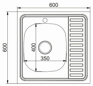 Кухонная мойка Mixline 80977 60х60х18 см, нержавеющая сталь, тон серебристый купить,21400