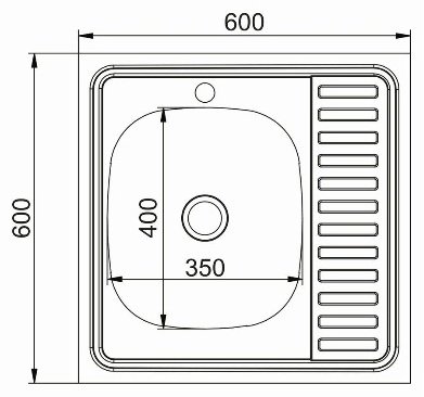 Кухонная мойка Mixline 80976 60х60х17 см, нержавеющая сталь, тон серебристый