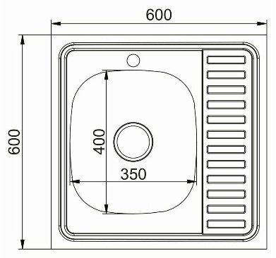 Кухонная мойка Mixline 80978 60х60х20 см, нержавеющая сталь, тон серебристый