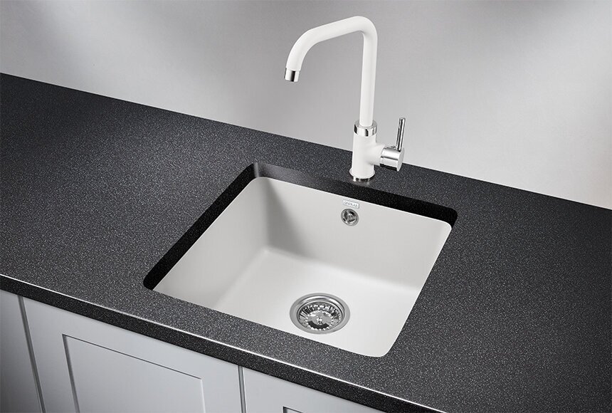 Кухонная мойка GRANULA 3801 46х44х17 см, кварцевый песок, тон арктик