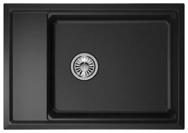 Кухонная мойка GRANULA KS-7305 73х51х25 см, кварцевый песок, тон черный купить,NaN