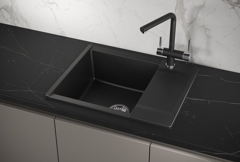 Кухонная мойка GRANULA ES-6202 62х50х20 см, кварцевый песок, тон шварц