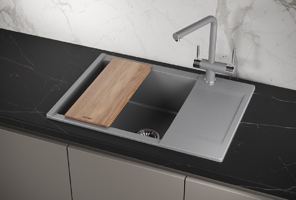 Кухонная мойка GRANULA ES-7003 70х50х20 см, кварцевый песок, тон алюминиум