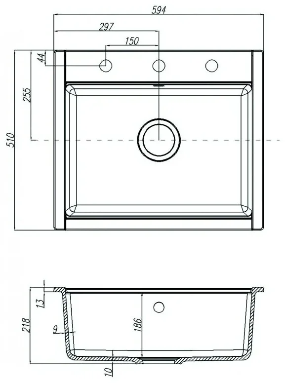 Мойка кухонная kabinka.kz Делия 1A715232LD210 60 60х51х22см графит