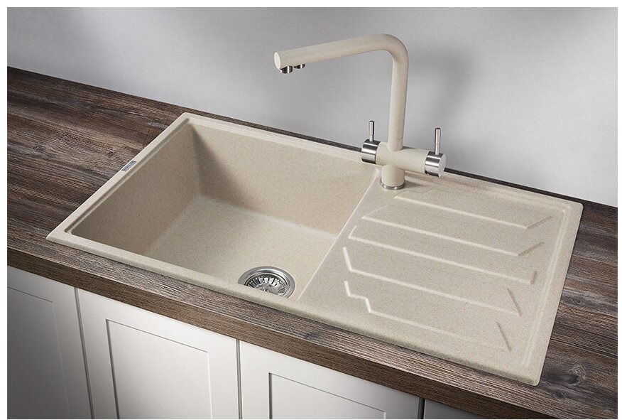 Кухонная мойка GRANULA 8601 86х50х20 см, кварцевый песок, тон пирит