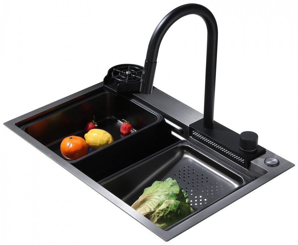 Кухонная мойка Abber Wasser Kreis AF2194 68х46х22.5 см, нержавеющая сталь, тон черный