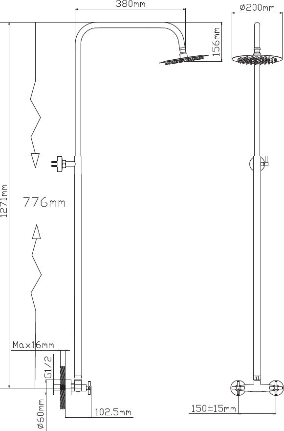 Potato душевая стойка P34357S
