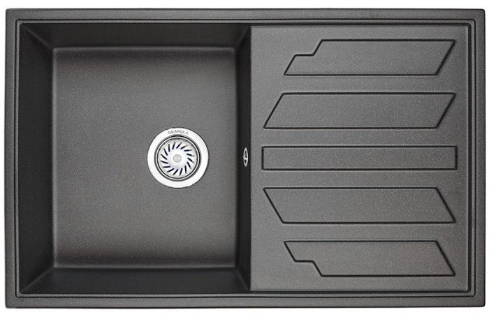 Кухонная мойка GRANULA 8002 80х50х20 см, кварцевый песок, тон черный