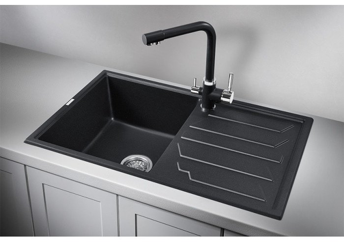 Кухонная мойка GRANULA 8002 80х50х20 см, кварцевый песок, тон черный