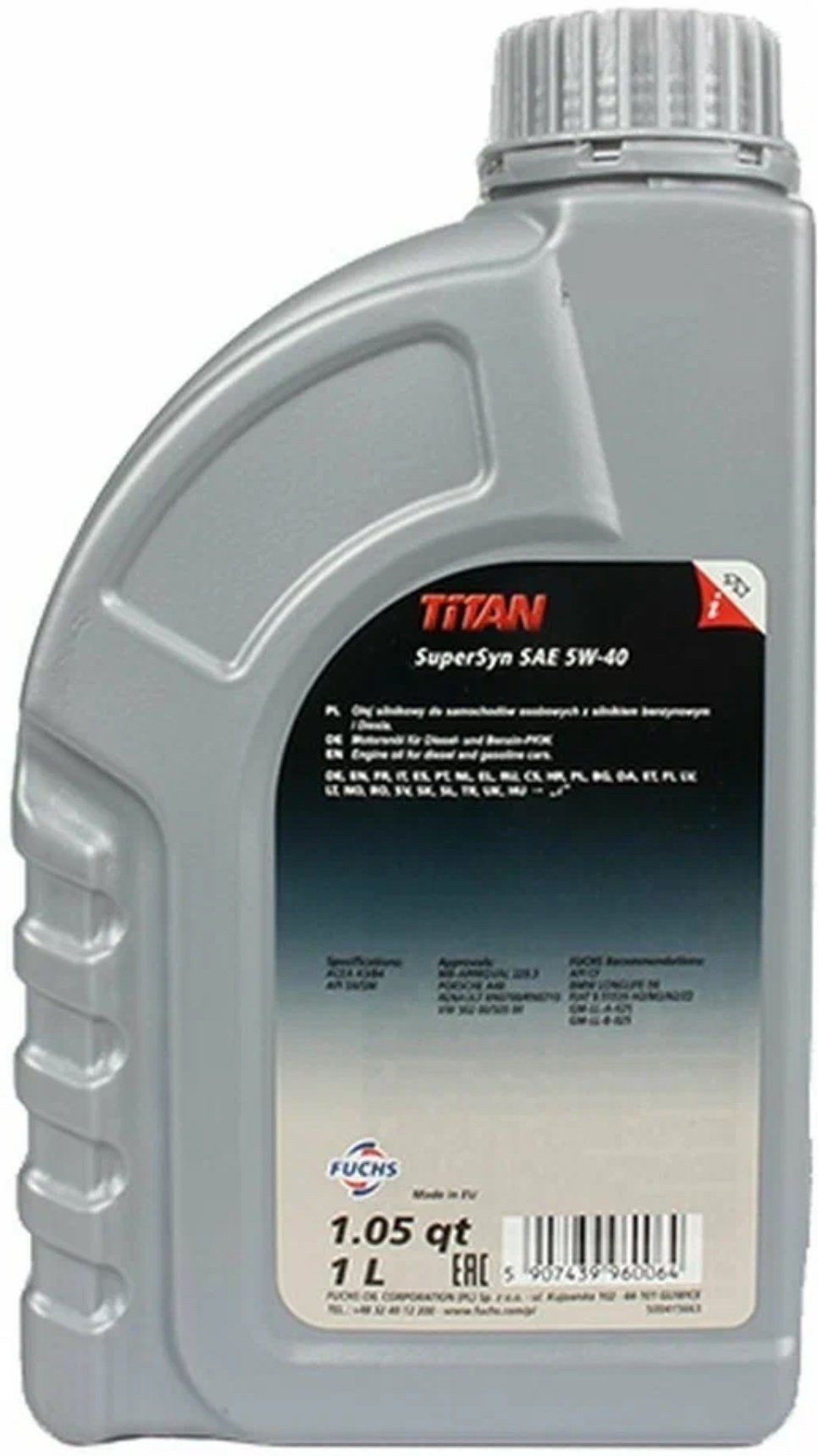 Моторное масло Синтетическое TITAN SuperSyn 5W-40 1 л