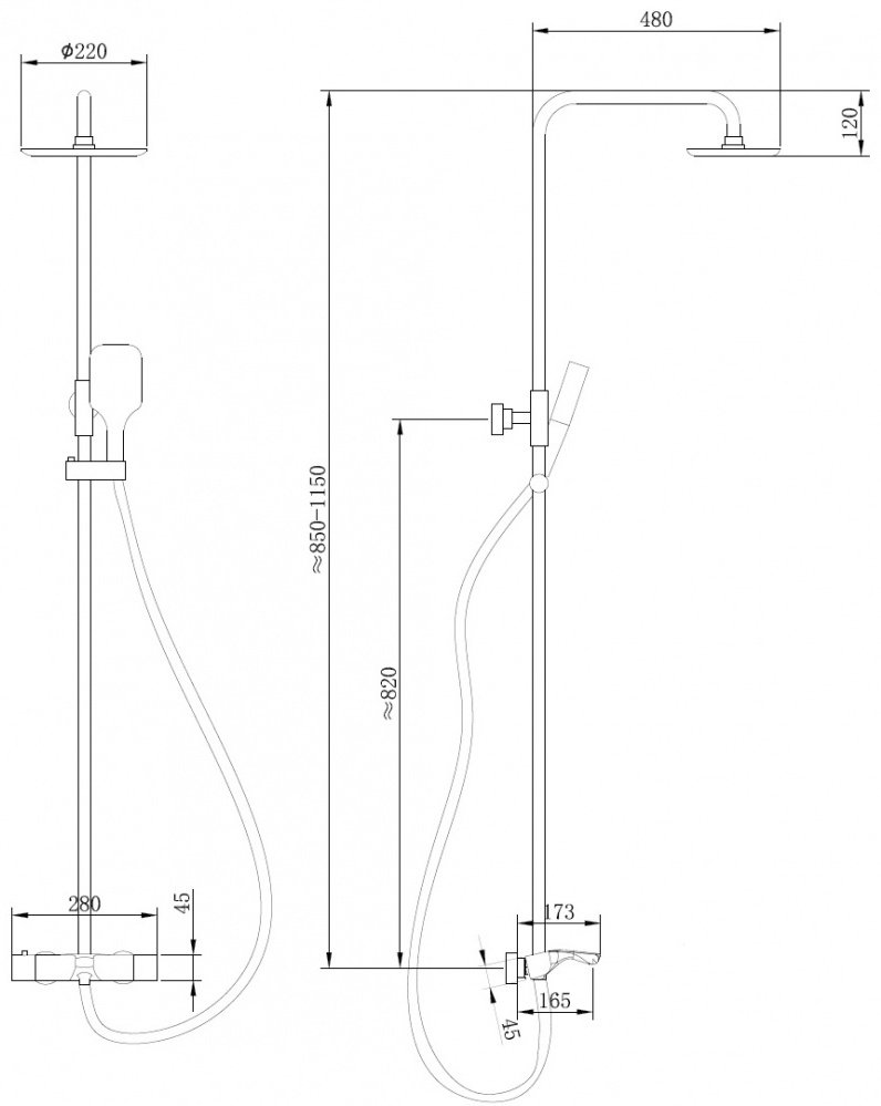 Abber душевая стойка Thermostat AF8516B
