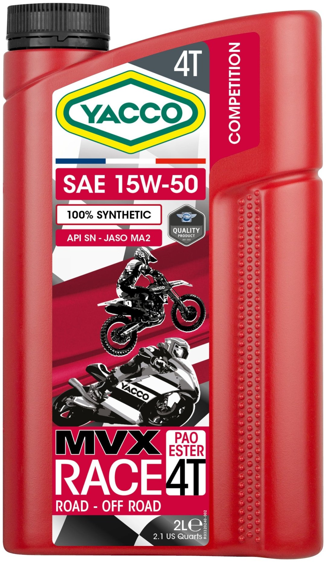 Моторное масло Полусинтетическое Yacco MVX Race 4T 15W-50 2 л купить,NaN