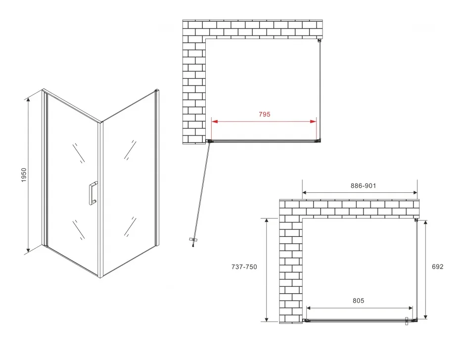 Душевой уголок Abber Sonnenstrand AG04090M-S75M 90x75x195см купить,432900