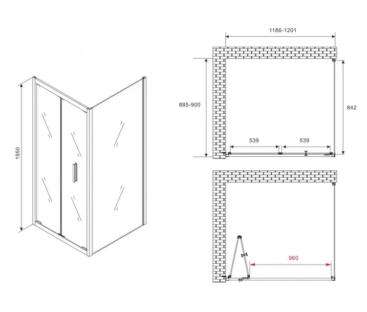 Душевой уголок Abber Sonnenstrand AG07120B-S90B 120х90х195см купить,NaN