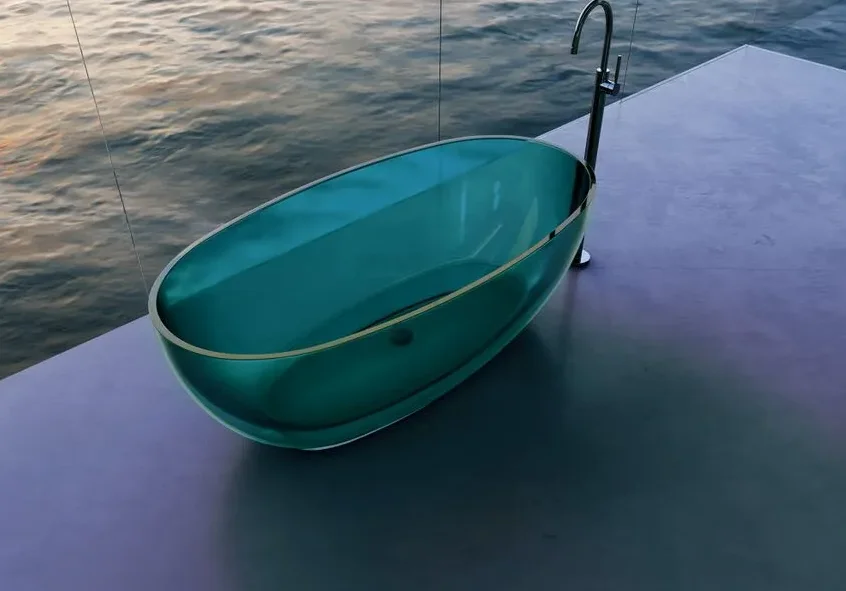 Прозрачная ванна Abber Kristall AT9703Aquamarin 170х78х53см бирюзовая купить,NaN