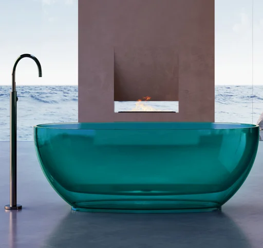 Прозрачная ванна Abber Kristall AT9703Aquamarin 170х78х53см бирюзовая