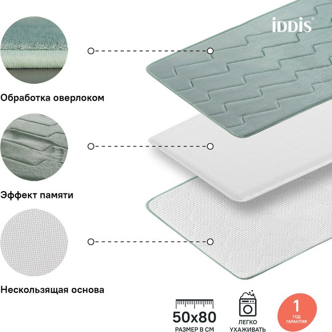 IDDIS коврик B22P580i12 80x50 см, полиэстер купить,17400