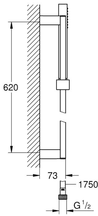 Grohe штанга для душа 620х73 мм Euphoria Cube 27936000, металл, пластик купить,87017
