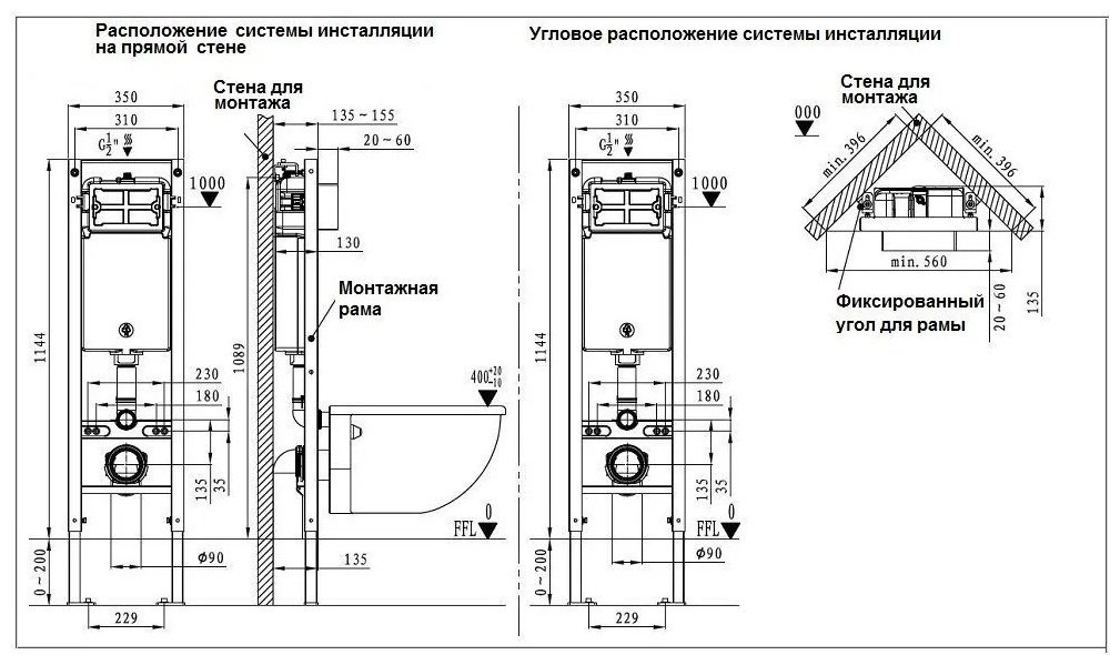 Weltwasser рамная инсталляция AMBERG 350 ST BL Черная кнопка. купить,NaN