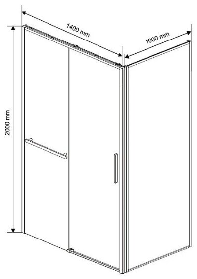 Душевое ограждение KABINKA.KZ двухстенное VSR-1SS1014CLB, 1400х2000 мм