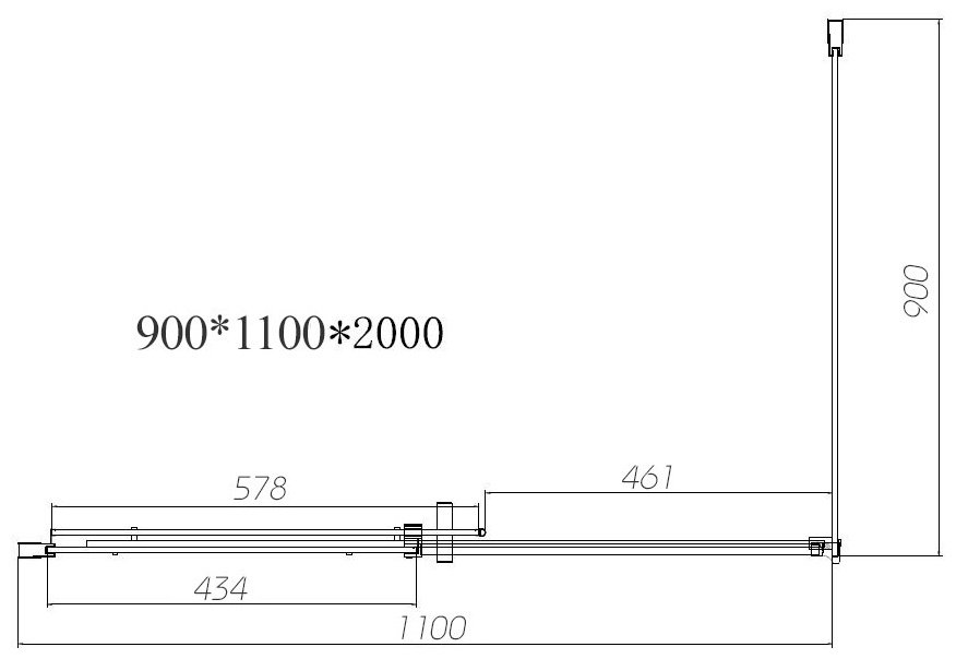 Душевое ограждение KABINKA.KZ двухстенное VSR-4D9011CLGM, 900х2000 мм