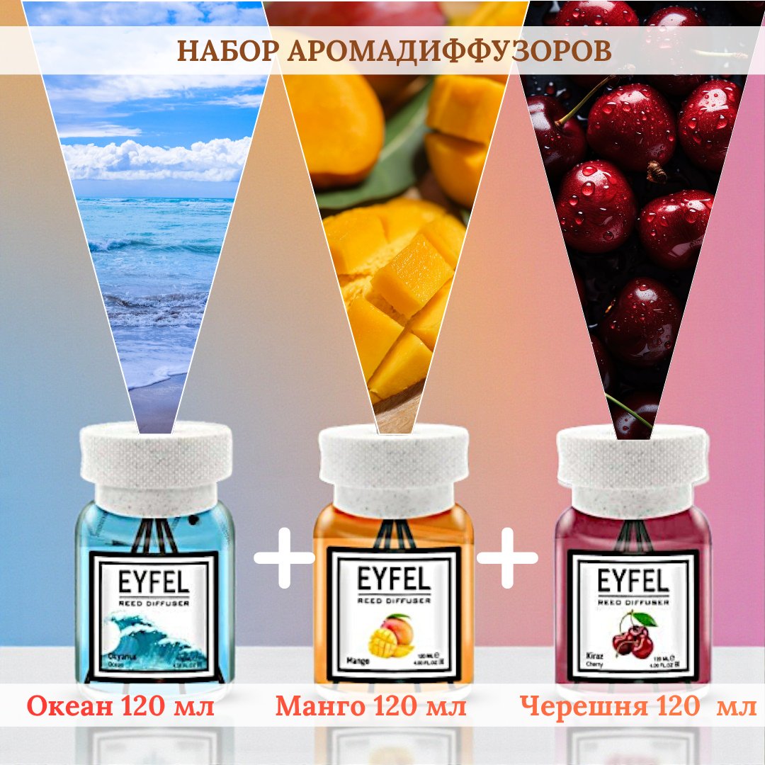 Диффузор Eyfel Набор аромадиффузоров, 3 шт 120 мл купить,NaN