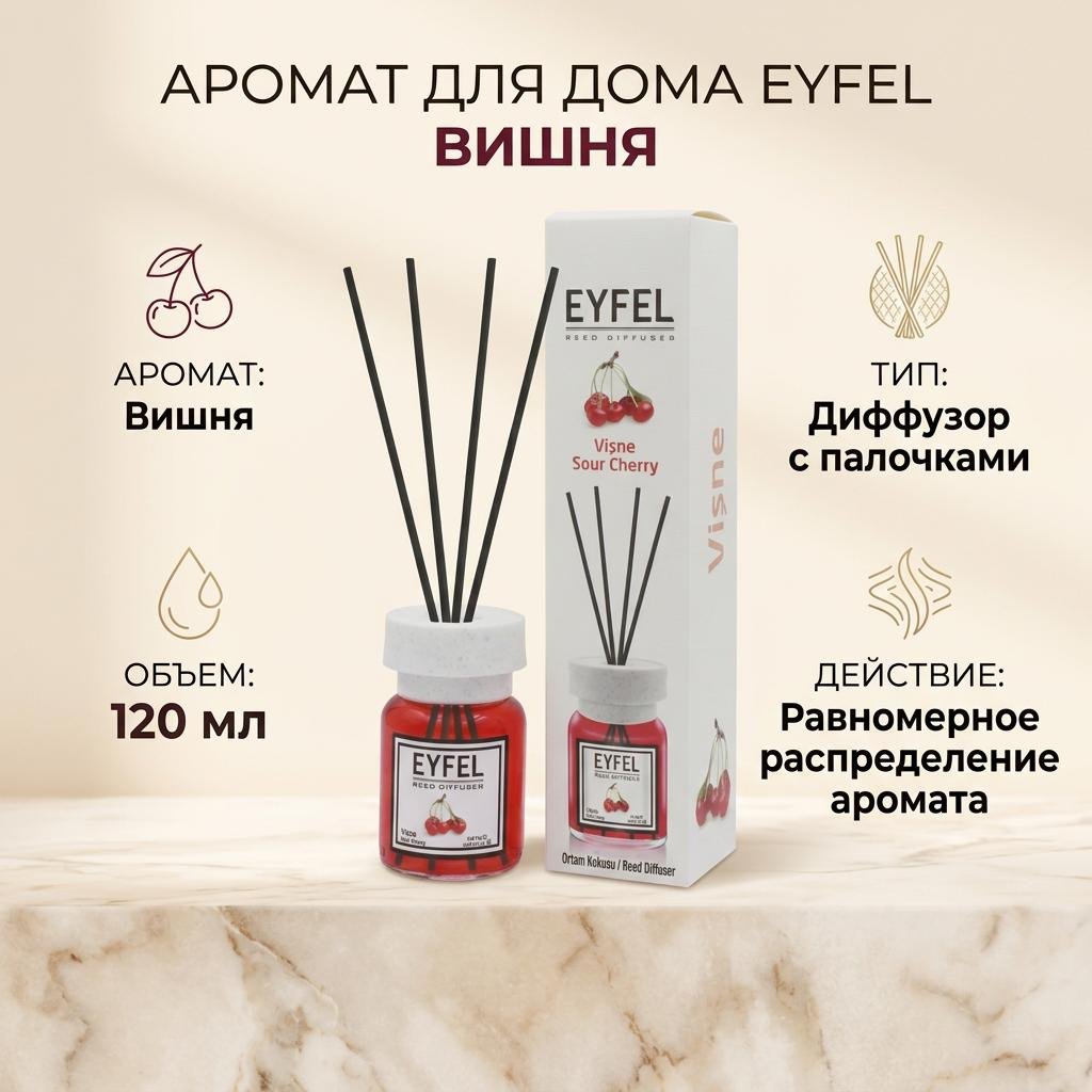Диффузор Eyfel Аромат для дома Вишня 120 мл купить,NaN