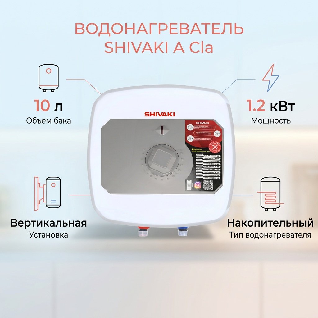 Водонагреватель Shivaki A Cla 1.2 кВ KZ белый
