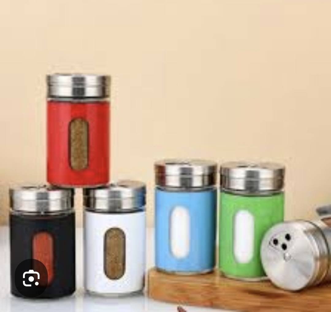 Емкость для специй Glass spice jar set, нержавеющая сталь, пластик, стекло