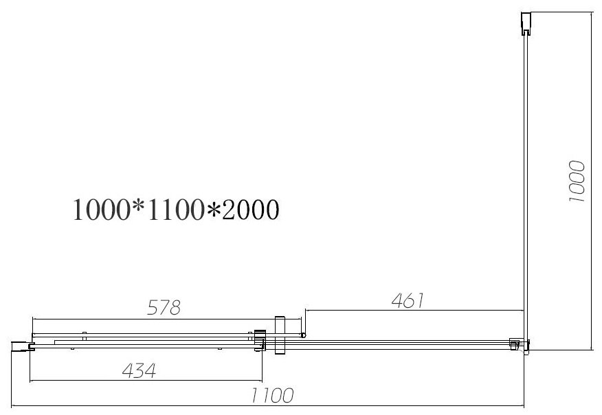 Душевое ограждение KABINKA.KZ двухстенное VSR-4D1011CL, 1100х2000 мм купить,NaN
