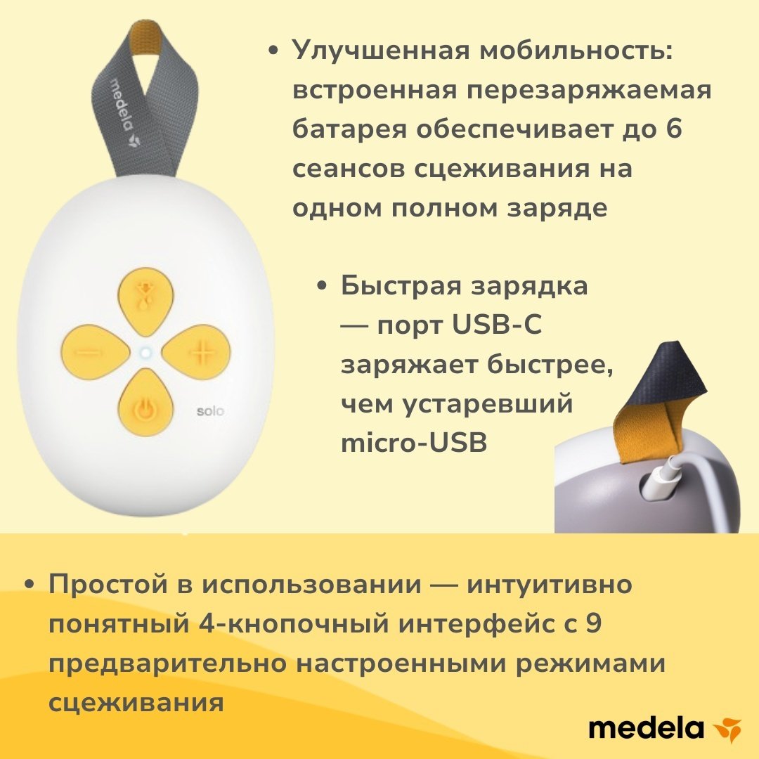 Молокоотсос электрический одинарный Medela Solo