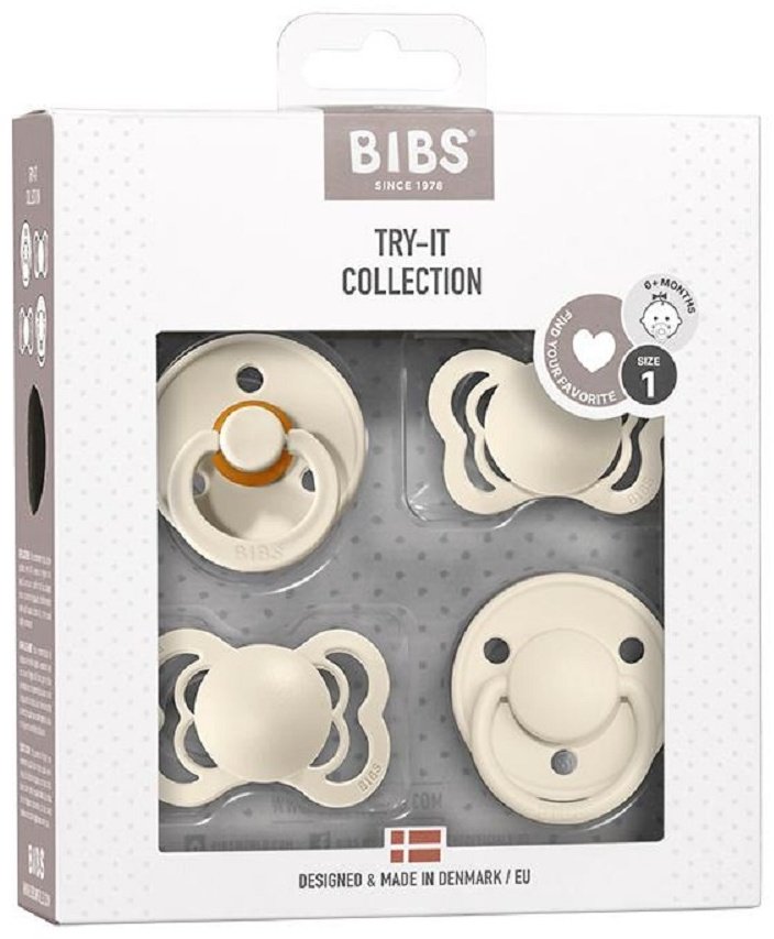 Набор сосок-пустышек BIBS Try-it collection Ivory, 4 шт купить,NaN