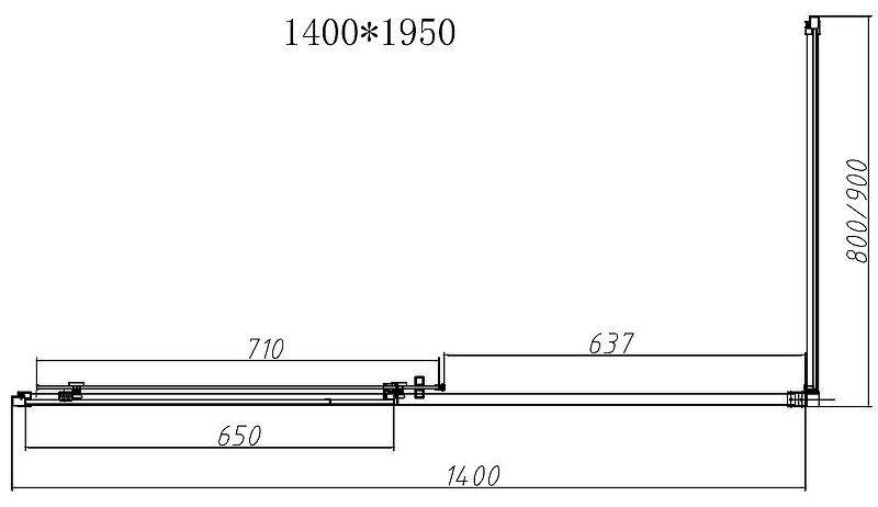 Душевое ограждение KABINKA.KZ двухстенное VSR-4SN9014CGB, 1400х1950 мм