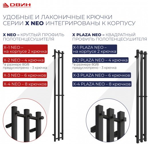 Полотенцесушитель электрический Двин X-2 neo, I-образный 8x120 см