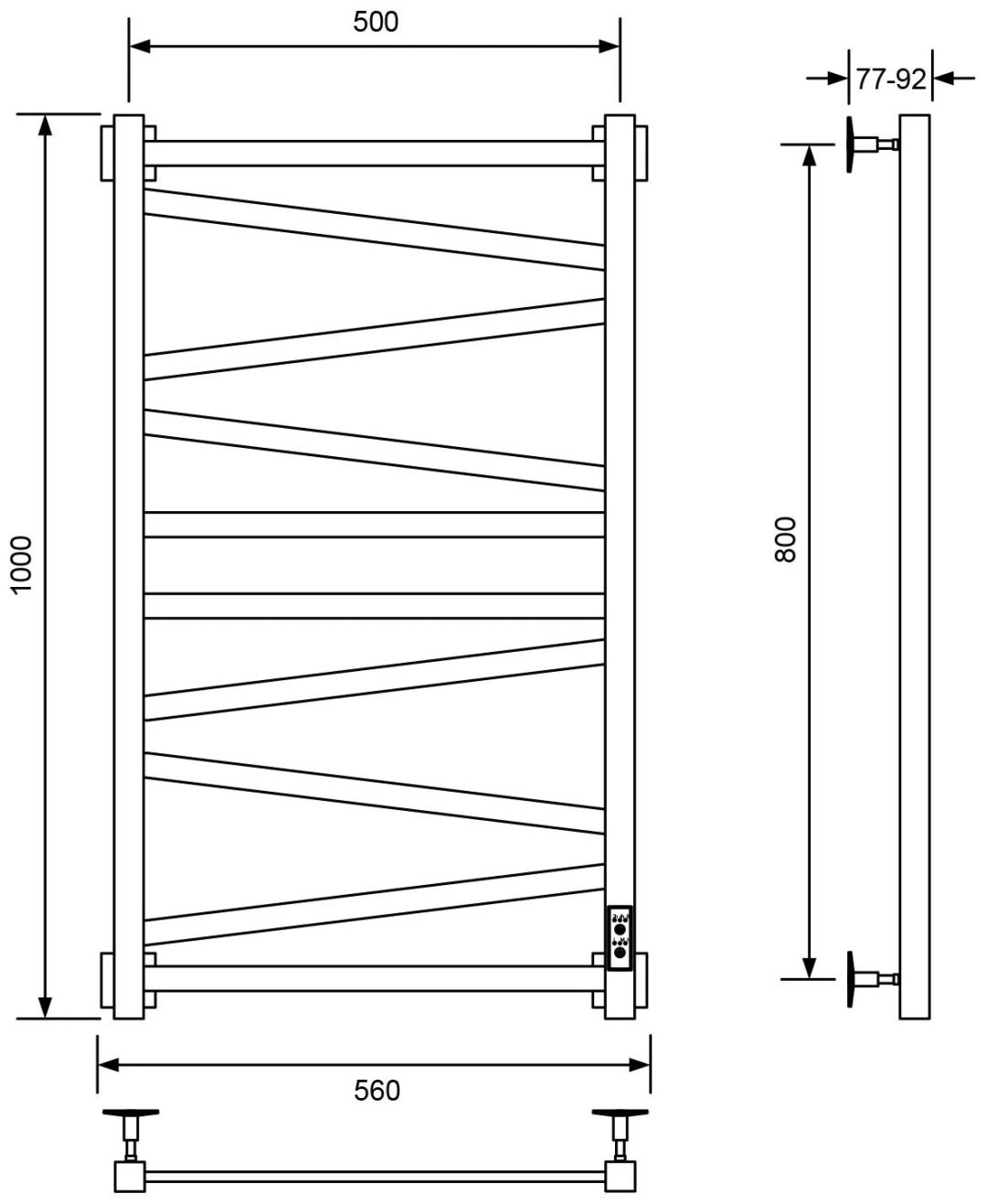 Полотенцесушитель электрический Veconi B10050B-C, лесенка 50x100 см