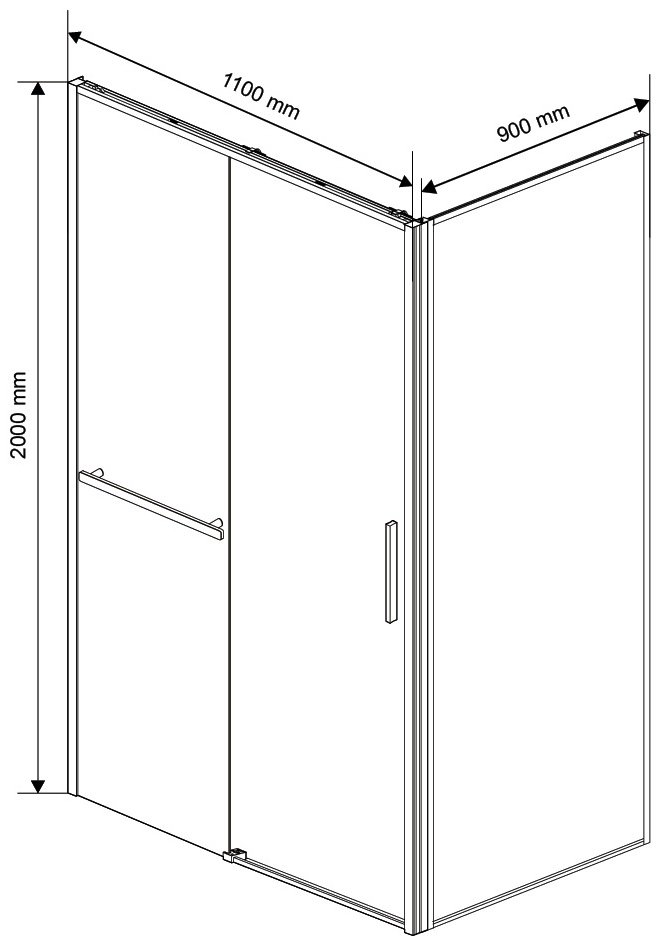 Душевое ограждение KABINKA.KZ двухстенное Slim Soft VSR-1SS9011CLG, 900х2000 мм