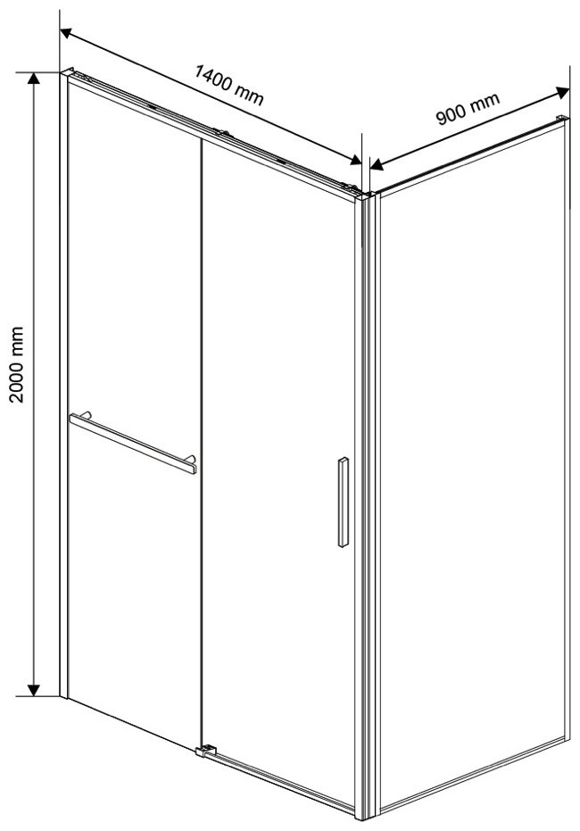 Душевое ограждение KABINKA.KZ двухстенное VSR-1SS9014CL, 1400х2000 мм