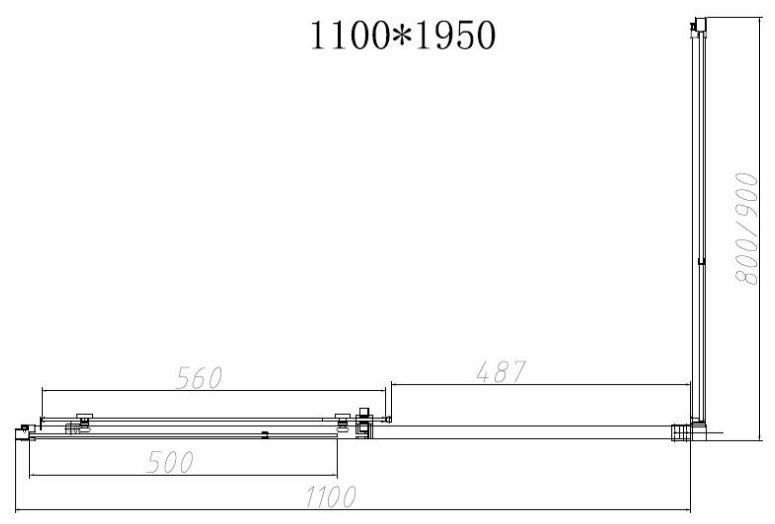 Душевое ограждение KABINKA.KZ двухстенное VSR-4SN9011CLG, 1100х1950 мм купить,NaN