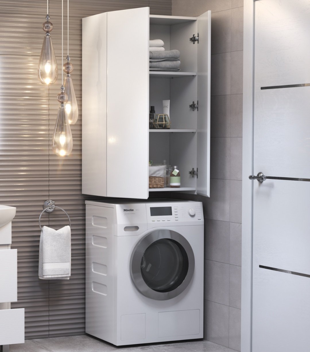 Шкаф-пенал навесной KABINKA.KZ Wing 640, 64x35.9x110 см, белый купить,NaN
