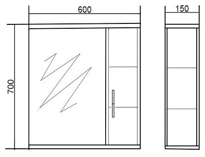 Шкаф зеркальный навесной KABINKA.KZ ECO, 60x15x70 см, коричневый купить,NaN