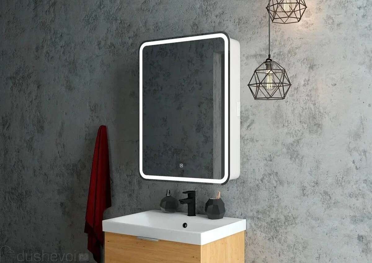 Шкаф зеркальный навесной KABINKA.KZ TA-CBled-EL5580, 55x15x80 см, белый купить,NaN