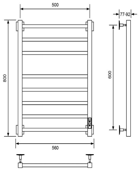 Полотенцесушитель электрический Veconi B8050B-B, лесенка 50x80 см