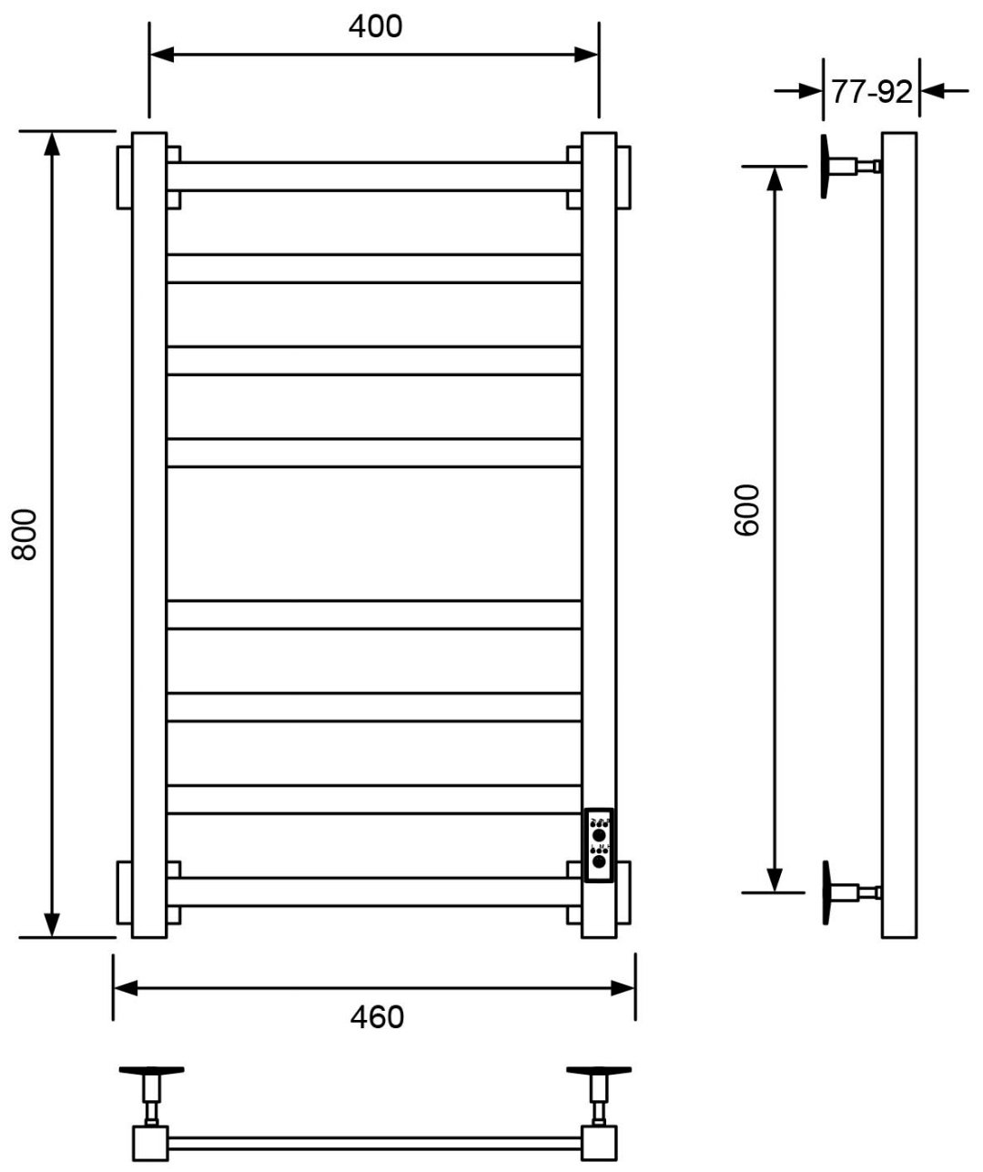 Полотенцесушитель электрический Veconi B8040CH-A, лесенка 40x80 см