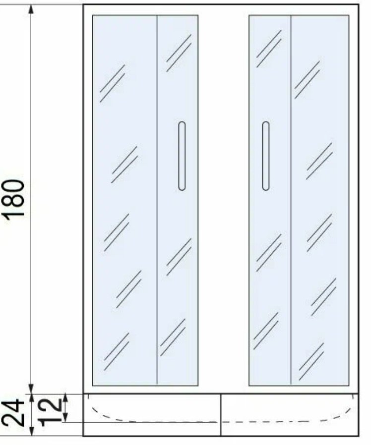 Душевое ограждение KABINKA.KZ двухстенное МОНОМАХ ДУ 100/80/180 МЗ BL L/R, 700х1800 мм