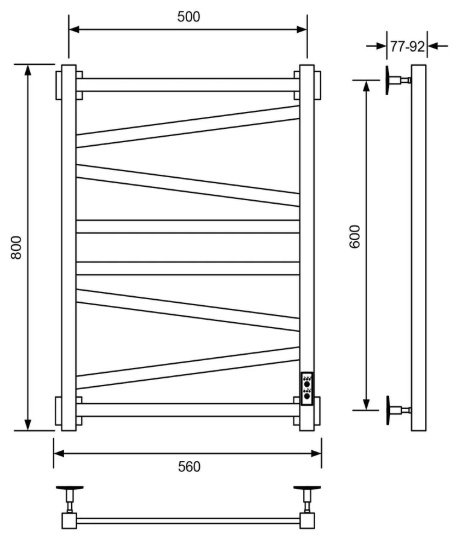 Полотенцесушитель электрический Veconi B8050B-C, нестандартный 50x80 см