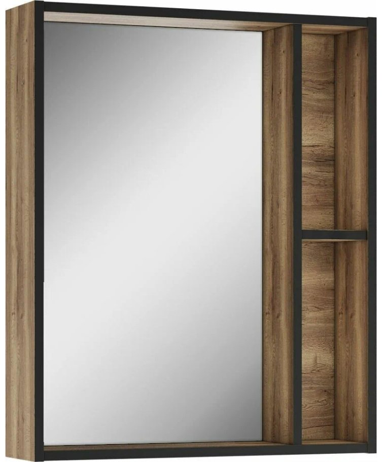 Шкаф зеркальный навесной KABINKA.KZ Байтерек, 60x14.3x72.2 см, коричневый, черный