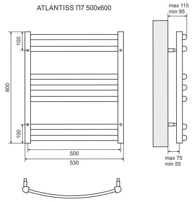 Lemark Atlantiss П7 LM32607REBL 500x600 черный купить,142200